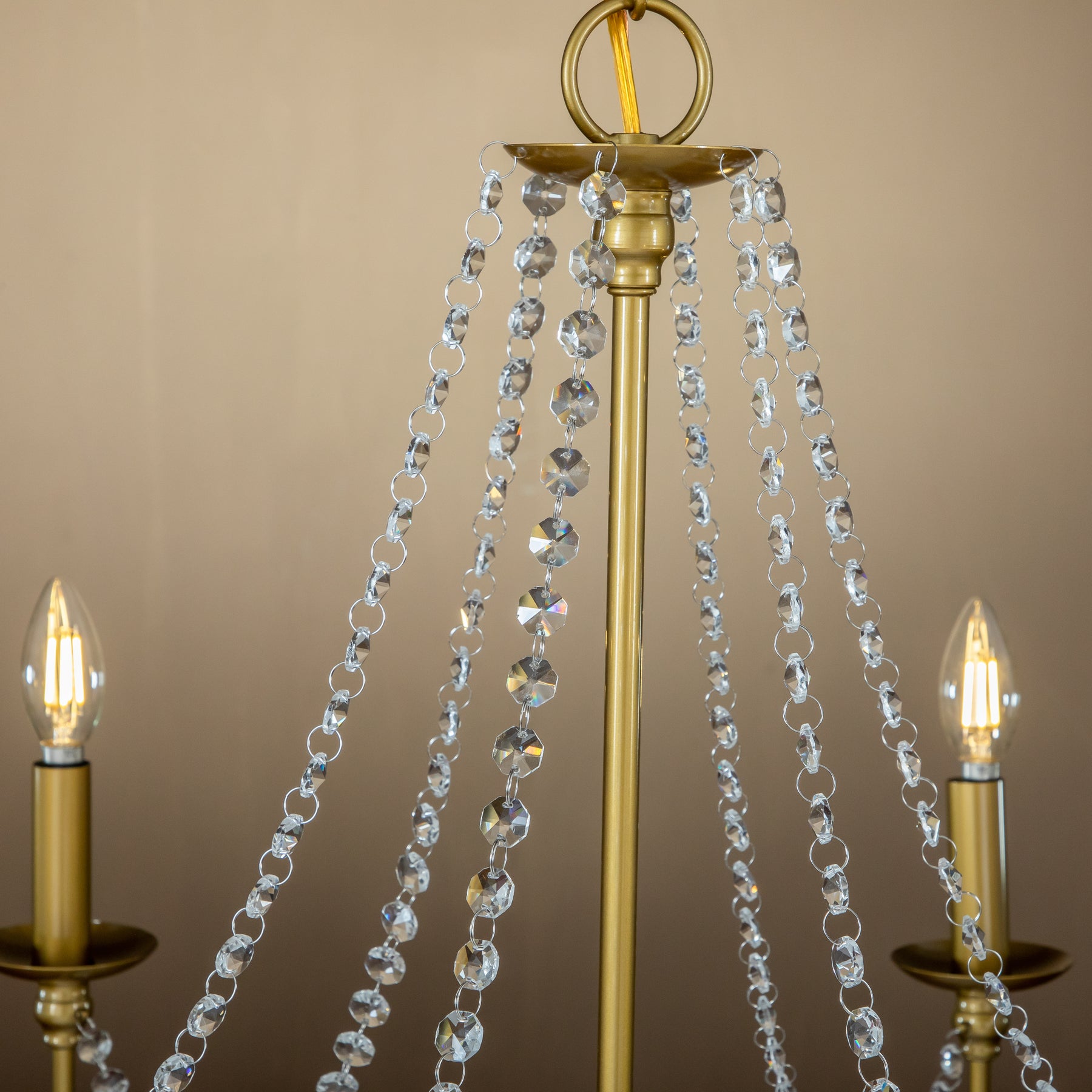 Open Box- Candle Style Traditional Classic Crystal Chandelier in Painted Brass with Crystal Beads