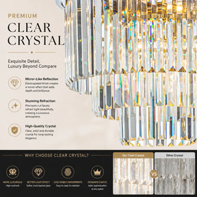 Mid-Century Modern Gold Fringe Crystal Chandelier