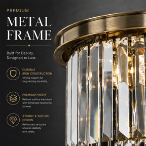 Mid-Century Modern Gold Fringe Crystal Chandelier