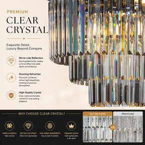 Modern and Contemporary Matte Black 3-Tier Fringe Crystal Chandelier