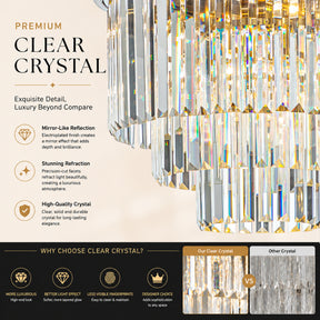 OpenBox 6-Lights Modern Satin Nickel 3-Tier Round Crystal Fringe Chandelier
