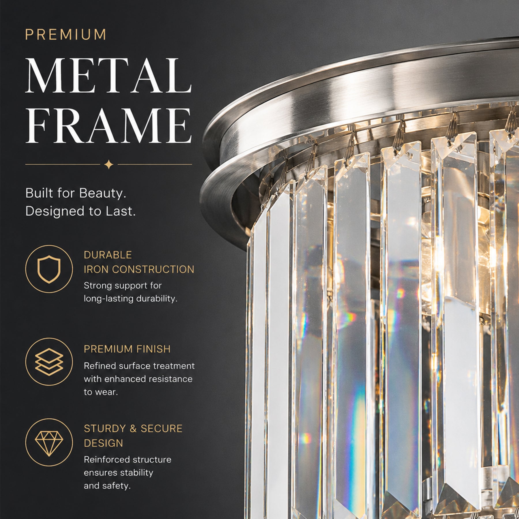 OpenBox 6-Lights Modern Satin Nickel 3-Tier Round Crystal Fringe Chandelier