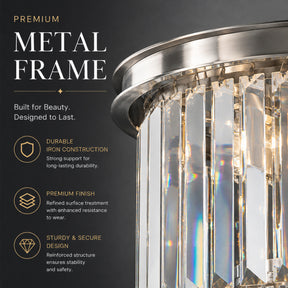 OpenBox 6-Lights Modern Satin Nickel 3-Tier Round Crystal Fringe Chandelier