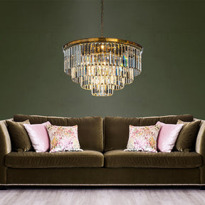 OpenBox 8-Lights Modern Antique Gold 4-Tier Round Crystal Fringe Chandelier