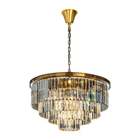 OpenBox 8-Lights Modern Antique Gold 4-Tier Round Crystal Fringe Chandelier