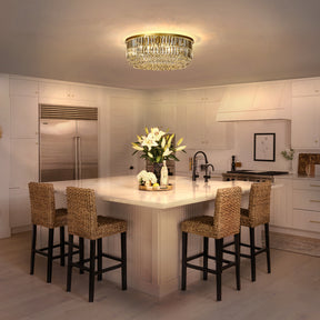 Luxury Antique Brass Crystal Flush Mount Light