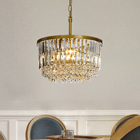 Open Box 3 Lights 16" Modern Glam Gold Round Chandelier With Clear Crystal
