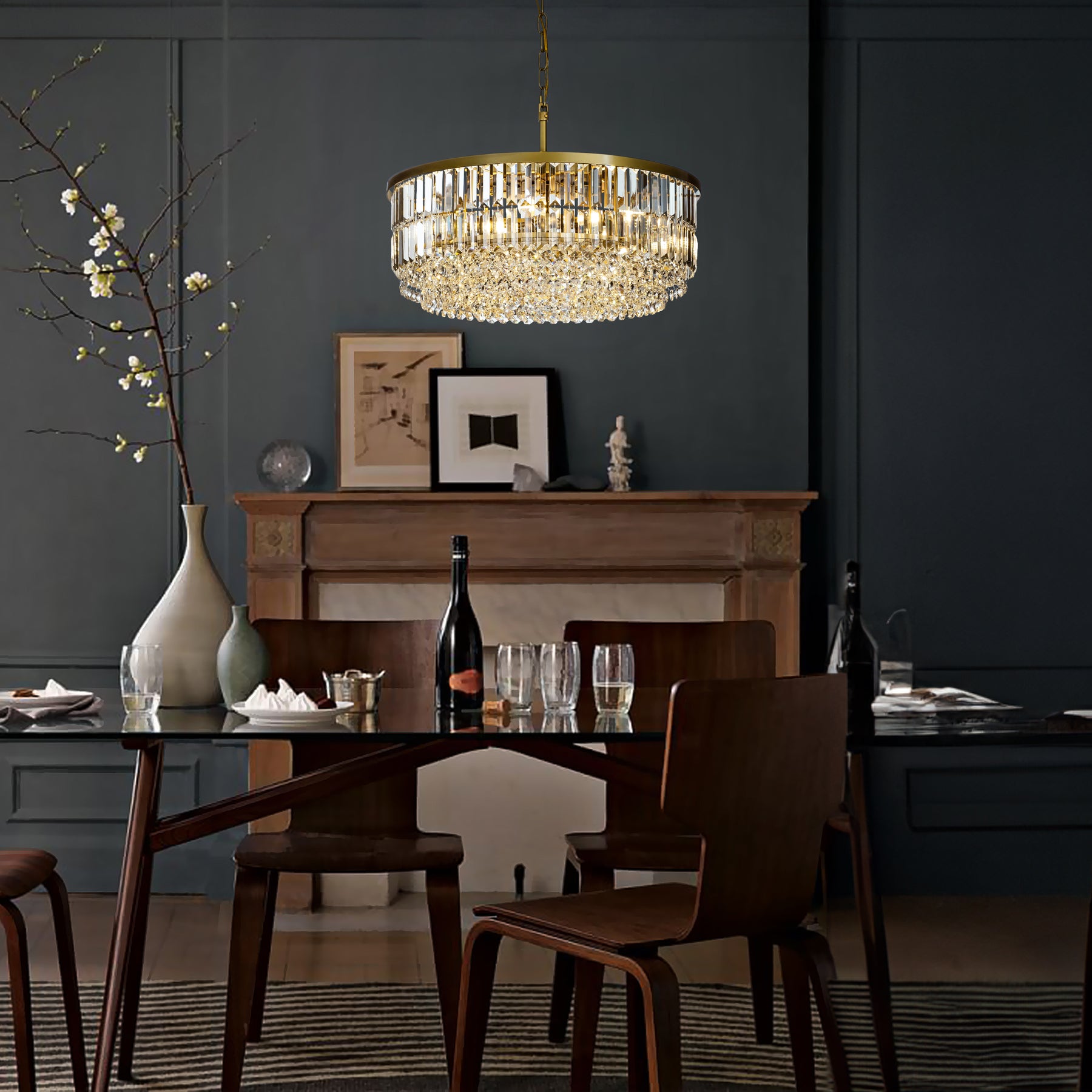 OpenBox 5 Lights 24" Traditional Gold Chandelier With Clear Crystal Accents