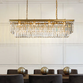 OpenBox 12-Light Modern Gold Fringe Crystal Chandelier for Dining Room with Crystal Accents