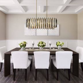 Luxury Stainless Steel Chandelier with Smoked Crystal Accents