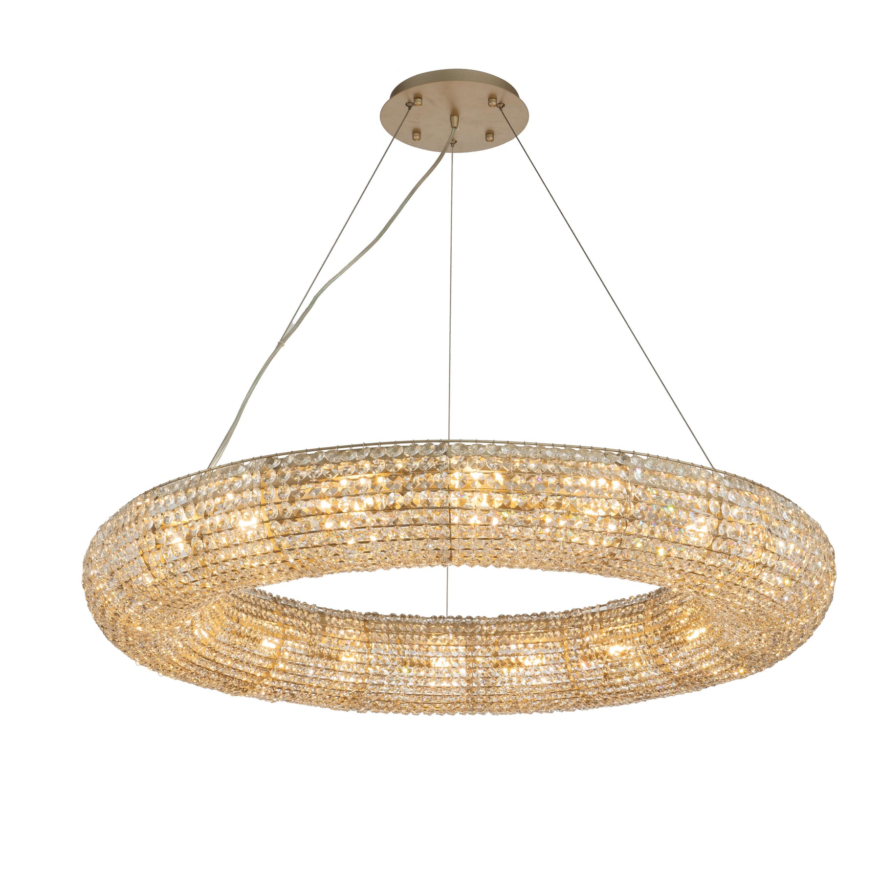 OpenBox 18-Light 41 inch Unique/Statement Soft Gold Wagon Wheel Chandelier With Crystal Beads Accents
