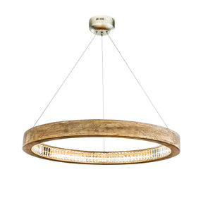 OpenBox Interior Decor Farmhouse LED Wood Wagon Wheel Chandelier with Crystal Accent
