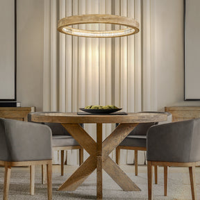 OpenBox Interior Decor Farmhouse LED Wood Wagon Wheel Chandelier with Crystal Accent