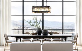 Modern Rectangular Crystal Chandelier in Matte Black