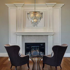 Modern 6-Light 18in. Painted Brass Luxury Water Ripple Glass Chandelier for Living Room