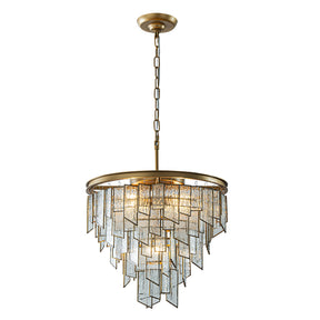 OpenBox Modern 6-Light 18in. Painted Brass Luxury Water Ripple Glass Chandelier for Living Room