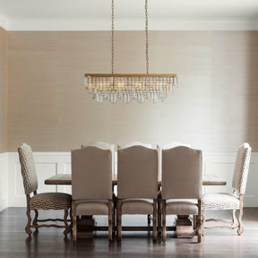 4-Light Mid-Century Modern Matte Gold Water Glass Fringe Chandelier for Dining Room