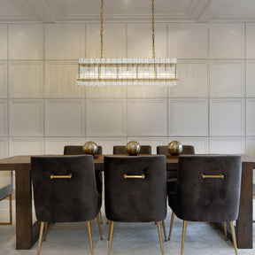 OpenBox 38'' 5-Light Modern Antique Gold Rectangular Dining Chandelier With Fluted Glass Panel Shade