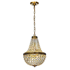 4-Light Vintage Crystal Basket Chandelier French Country Decor in Antique Gold
