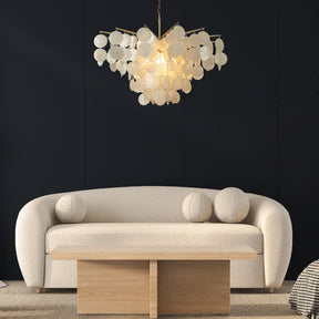 OpenBox 6-Light 29.5" Glam Coastal Capiz Tiered Chandelier With Seashell Accents