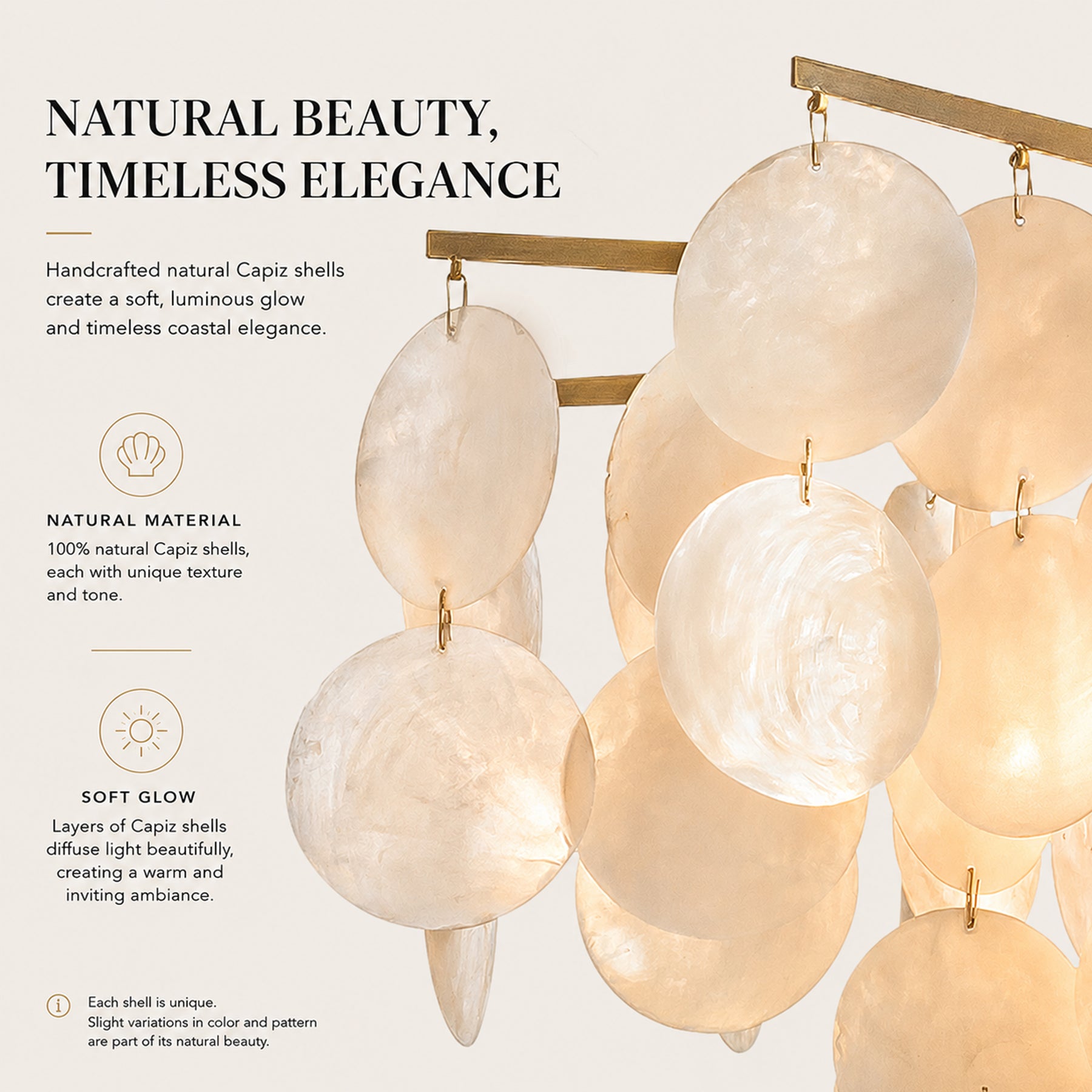 OpenBox 6-Light 29.5" Glam Coastal Capiz Tiered Chandelier With Seashell Accents