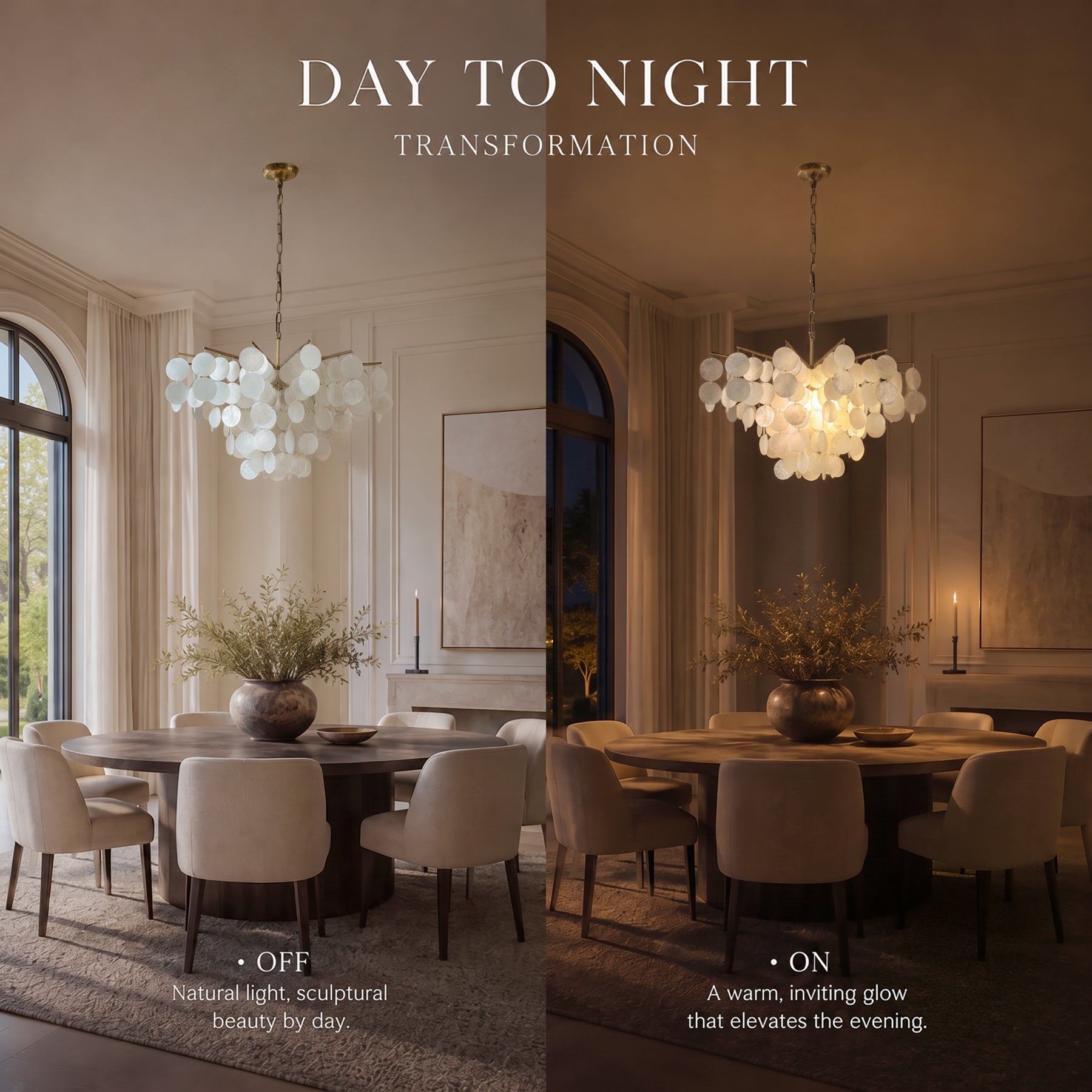 OpenBox 6-Light 29.5" Glam Coastal Capiz Tiered Chandelier With Seashell Accents