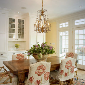 Open Box 3-Lights Mid-Century Antique Gold Traditional Candle Style Chandelier with Glass Droplets