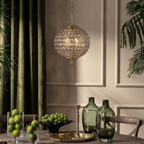 2-Light W12 in. Warm Brass Globe Chandelier Small Crystal Vintage Chandelier Cage-Style Shade Pendant Light for Kitchen Island Sphere Chandelier for Bedoom