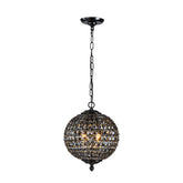 Modern Glam 2-Light Smoke Crystal Black Globe Chandelier Pendant Light with Adjustable Chain for Dining Room and Entryway