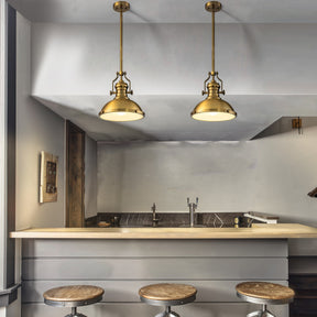 Industrial Antique Brass Dome Pendant Light for Kitchen Island