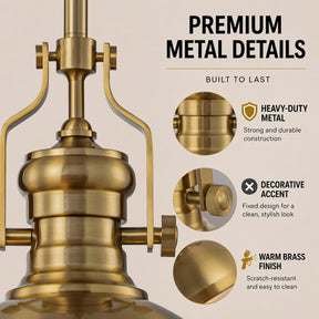 Industrial Antique Brass Dome Pendant Light for Kitchen Island