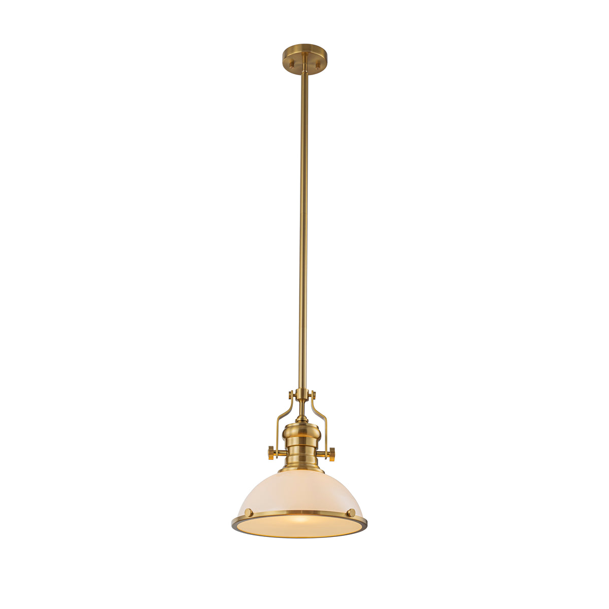 10" Modern Industrial Iron 1 -Light Warm Brass Gold/White French country/cottage Metal Dome Medium Hanging Kitchen Island Light