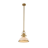 10" Modern Industrial Iron 1 -Light Warm Brass Gold/White French country/cottage Metal Dome Medium Hanging Kitchen Island Light