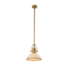 10" Modern Industrial Iron 1 -Light Warm Brass Gold/White French country/cottage Metal Dome Medium Hanging Kitchen Island Light