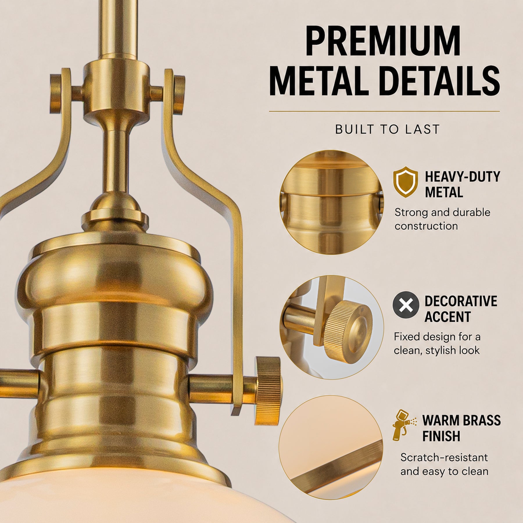 10" Modern Industrial Iron 1 -Light Warm Brass Gold/White French country/cottage Metal Dome Medium Hanging Kitchen Island Light