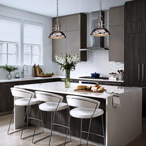 OpenBox 1-Light 13" Modern Industrial Polished Nickel Single Dome Pendant Light