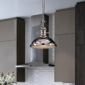 OpenBox 1-Light 13" Modern Industrial Polished Nickel Single Dome Pendant Light