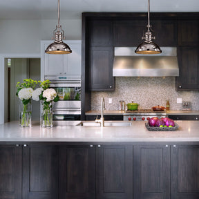 Industrial Polished Nickel Dome Pendant Light for Kitchen Island