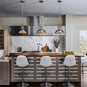 OpenBox 1-Light 13" Modern Industrial Polished Nickel Single Dome Pendant Light