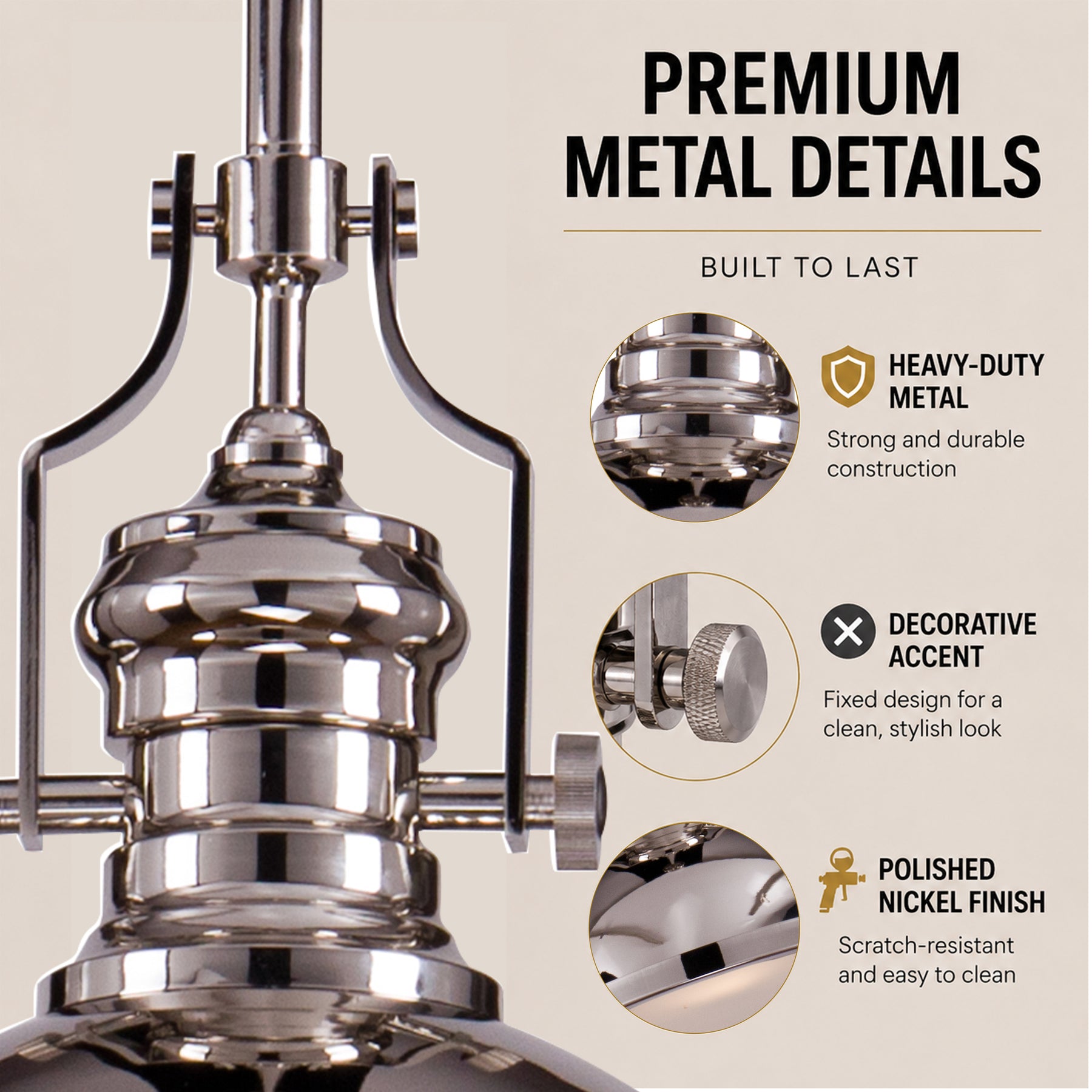 OpenBox 1-Light 13" Modern Industrial Polished Nickel Single Dome Pendant Light