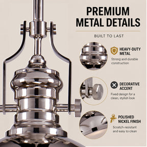 OpenBox 1-Light 13" Modern Industrial Polished Nickel Single Dome Pendant Light