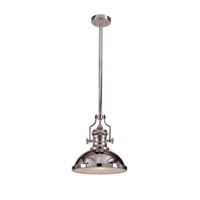 OpenBox 1-Light 13" Modern Industrial Polished Nickel Single Dome Pendant Light