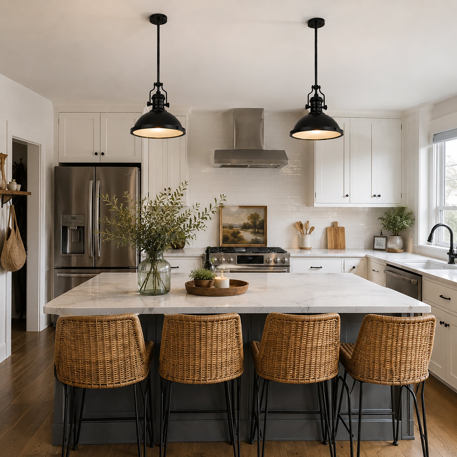 1-Light 13" Modern Industrial Matte Black Single Dome Pendant Light for Kitchen Island