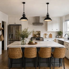 1-Light 13" Modern Industrial Matte Black Single Dome Pendant Light for Kitchen Island