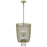 3-Light Vintage Empire Metal Chain Tassel Chandelier
