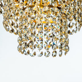Open Box 5-Light Antique Gold Cone Shape Tiered Chandelier With Clear Crystals Beads