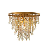 7-Light Modern Crystal Flush Mount Ceiling Light 28” Painted Brass Luxury Glam Flush Lighting for Bedroom Entryway Low Ceiling