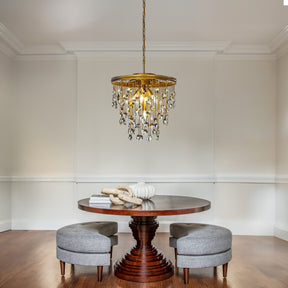 OpenBox 5-Light 20" Contemporary and Glam Antique Gold Rain Drop Crystal Chandelier