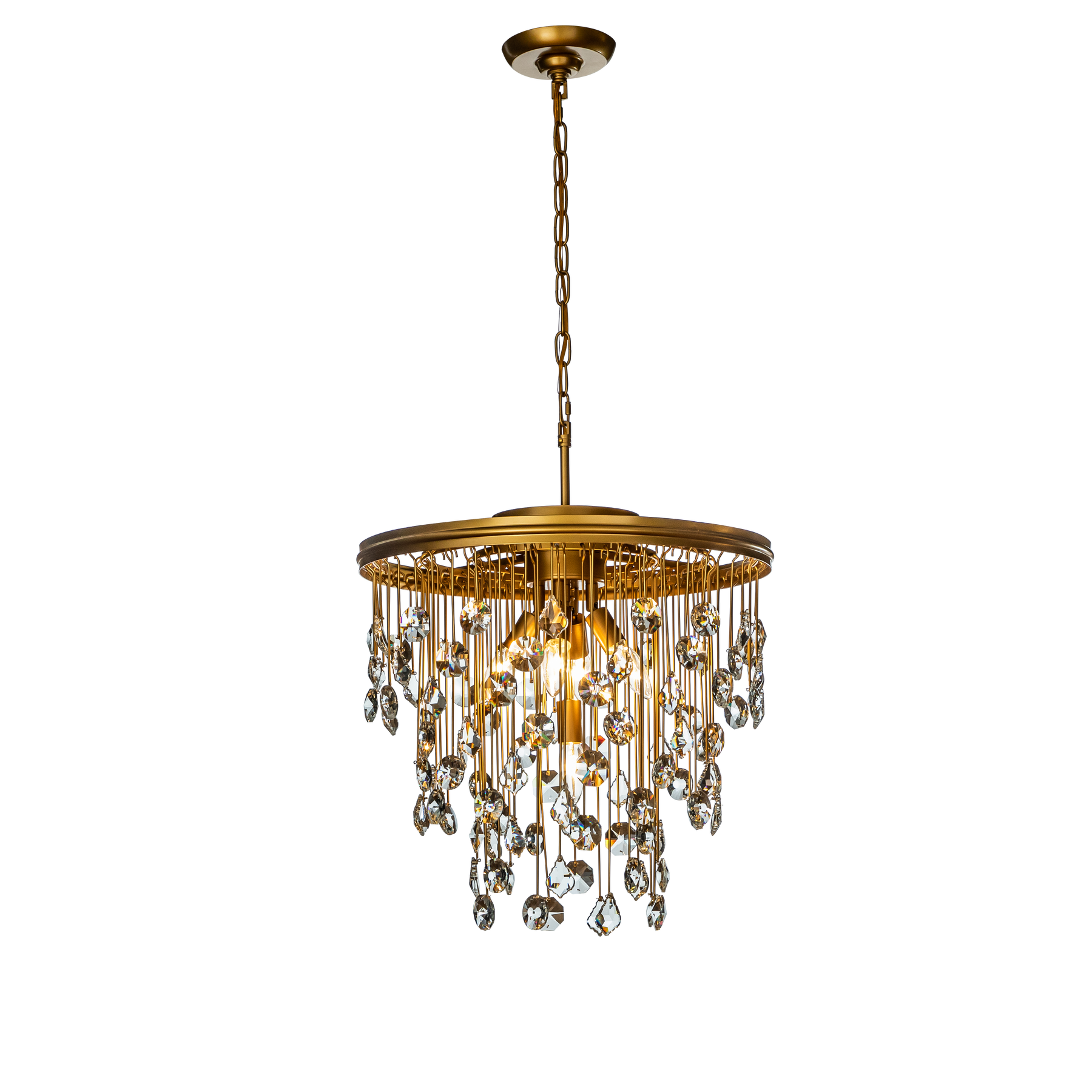 OpenBox 5-Light 20" Contemporary and Glam Antique Gold Rain Drop Crystal Chandelier