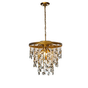 OpenBox 5-Light 20" Contemporary and Glam Antique Gold Rain Drop Crystal Chandelier